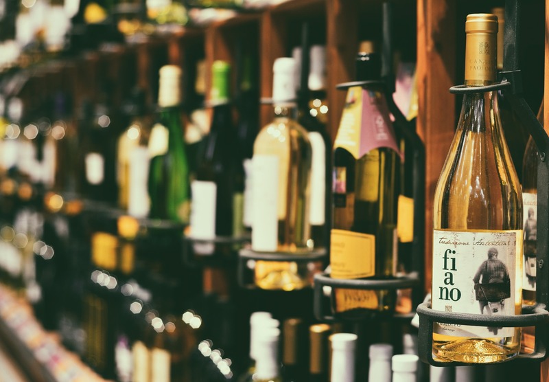 Assorted bottles of wine on a shelf