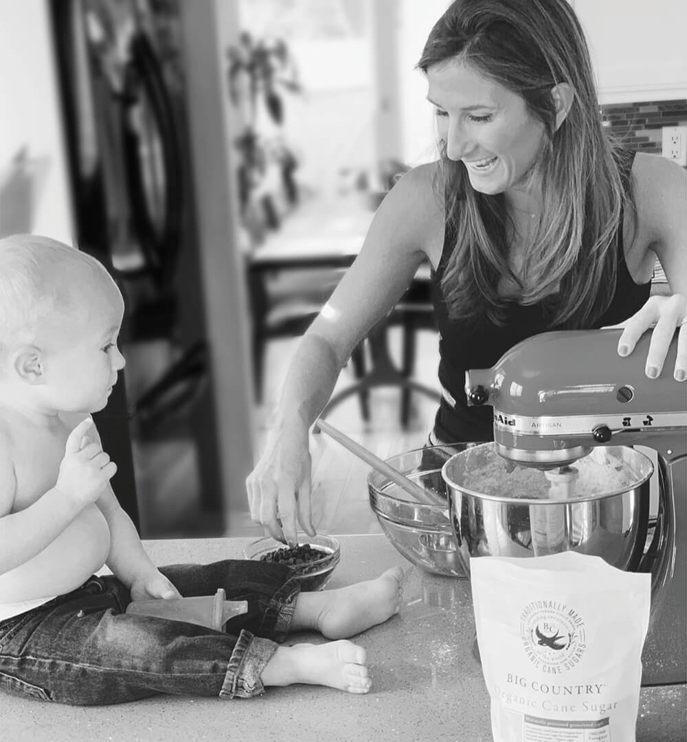 Mother baking with son