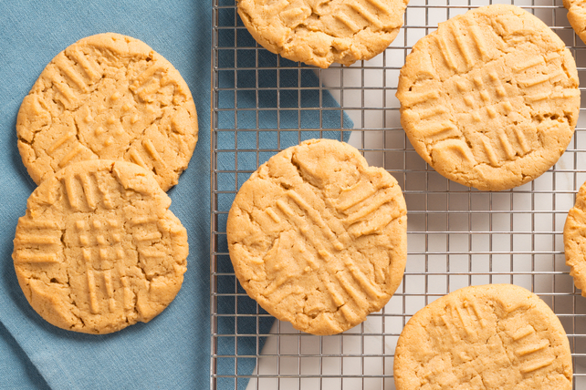 peanut butter cookies on baking rack