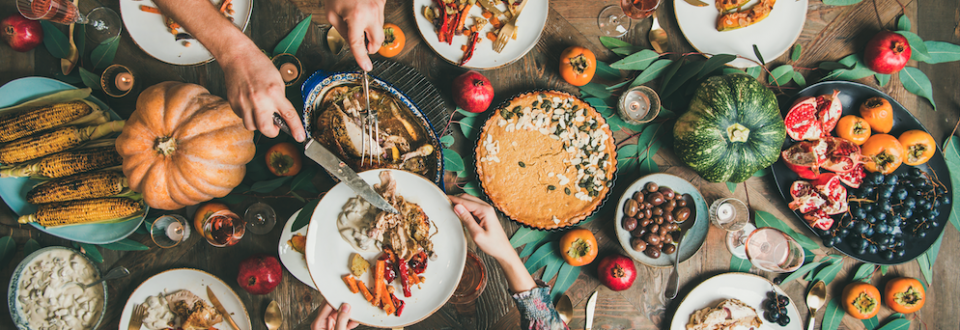 picture of thanksgiving table from above