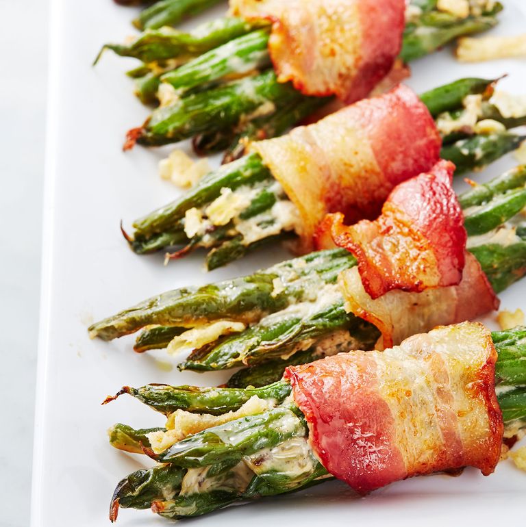 green bean casserole bunches wrapped in bacon