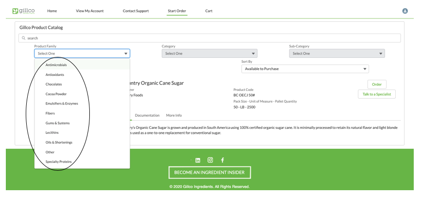 Gillco Ingredients Customer Portal