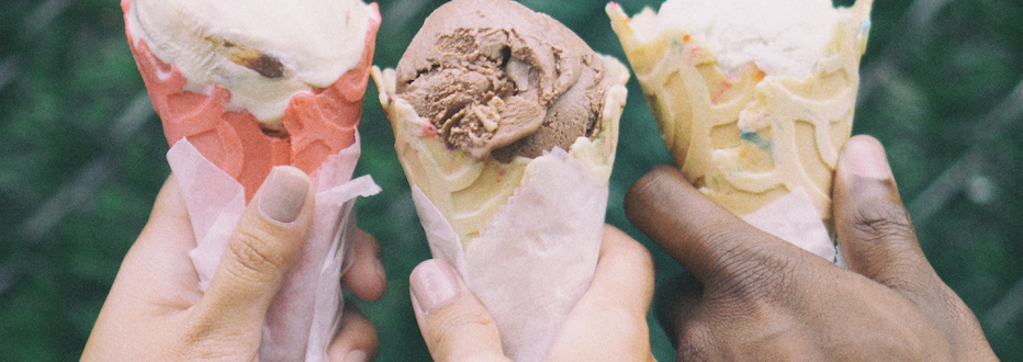 three ice cream cones