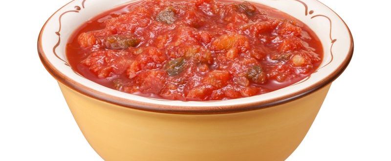 A close-up of a delicious bowl of red salsa