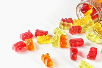 gummy beers coming out of a jar