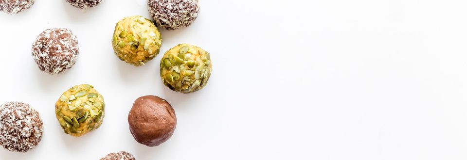 protein balls on a white background