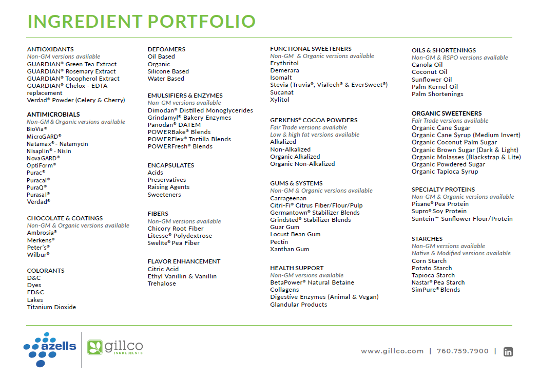 gillco ingredients line card
