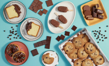 desserts on a blue tabletop